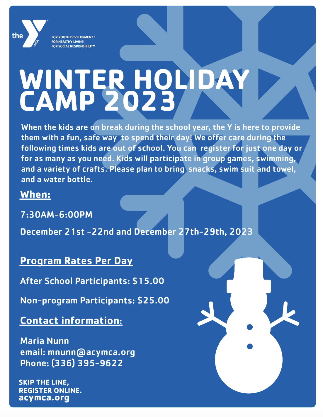 YMCA Holiday Camp United Way of Alamance County